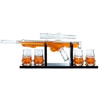 Blaster Force Gun Whiskey & Wine Decanter Set Glasses