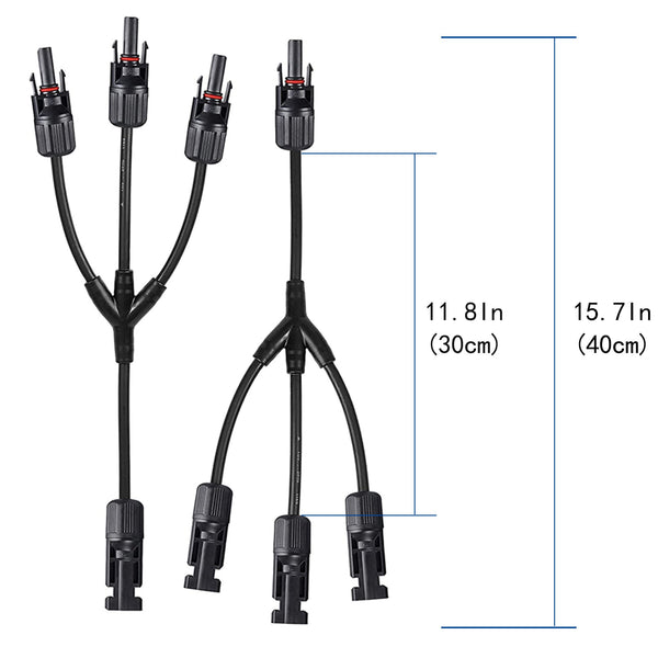 Solar Connectors M Branch Parallel Adapter Cable MMMF+FFFM Pair by ACOPOWER