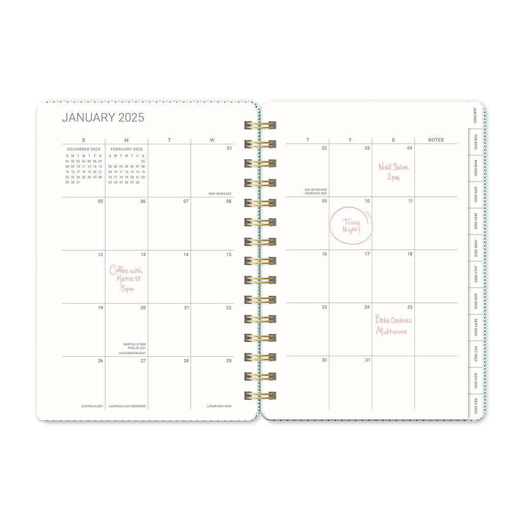 2025 Shroom Silhouettes Agatha Monthly Planner | Spiral Diary Journal Notebook | 5.75"w × 8.25