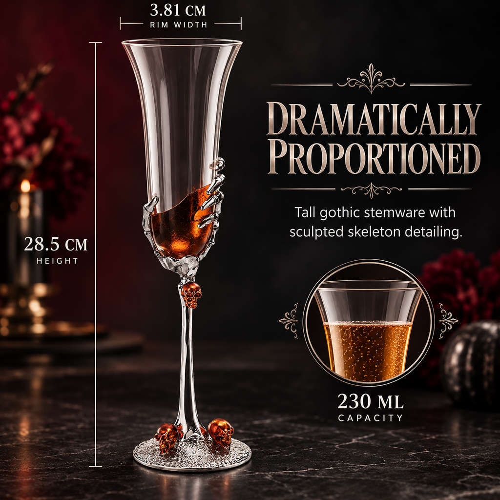 Stemmed Skeleton Champagne Glasses Set Of 2 By 7OZ Skeleton Glasses 9 H Goth Gifts S