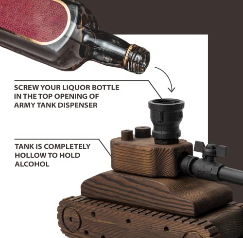 Tank Handcrafted Liquor Dispenser - Industrial Pipe Mahogany Wood