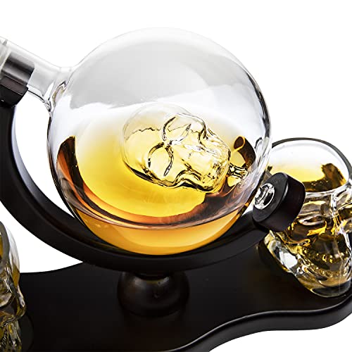 Skull Skeleton Wine & Whiskey Globe Decanter Set - 850 mL