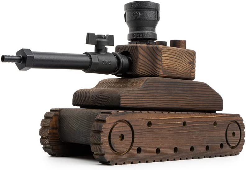 Tank Handcrafted Liquor Dispenser - Industrial Pipe Mahogany Wood