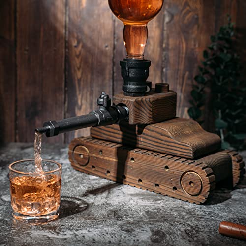 Tank Handcrafted Liquor Dispenser - Industrial Pipe Mahogany Wood