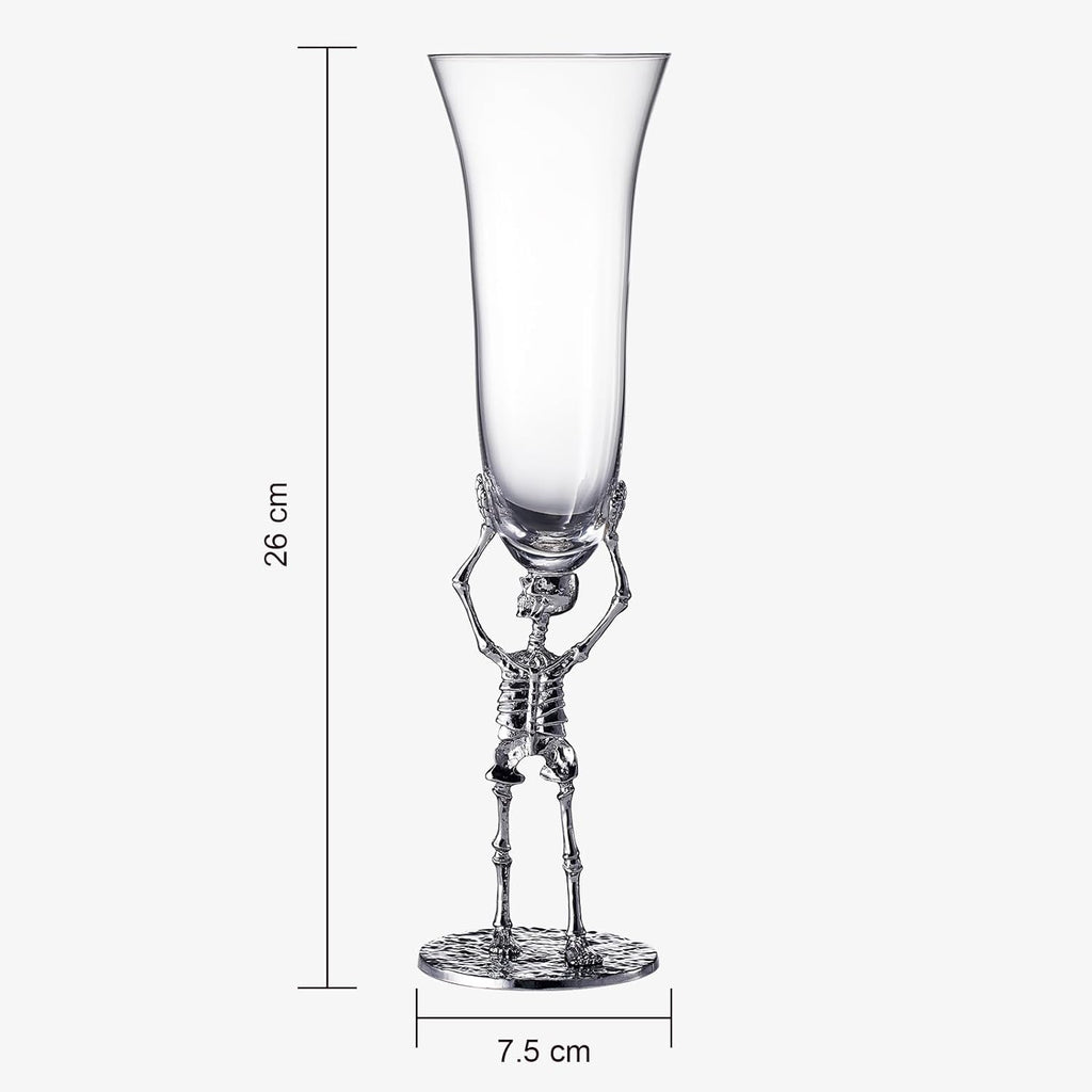 Stemmed Skeleton Champagne Flute Glass | Set of 2 | 7.5oz