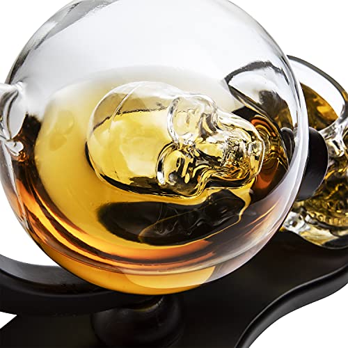 Skull Skeleton Wine & Whiskey Globe Decanter Set - 850 mL