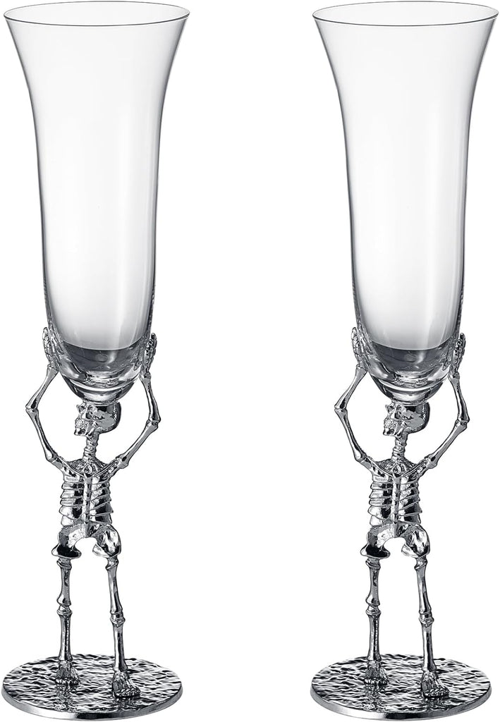 Stemmed Skeleton Champagne Flute Glass | Set of 2 | 7.5oz
