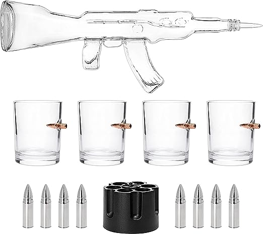Whiskey Decanter Flag Set - 1000ml AK47 Rifle Gun