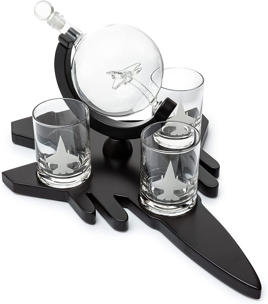Fighter Jet Wine & Whiskey Decanter Set