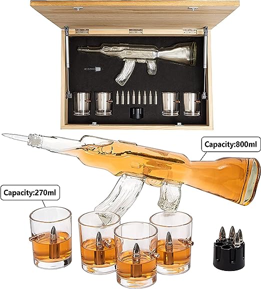 Whiskey Decanter Flag Set - 1000ml AK47 Rifle Gun