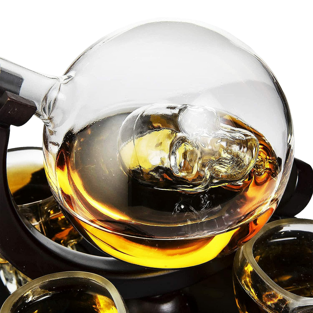Skull Skeleton Wine & Whiskey Globe Decanter Set - 850 mL