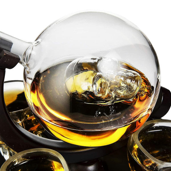 Skull Skeleton Wine & Whiskey Globe Decanter Set - 850 mL