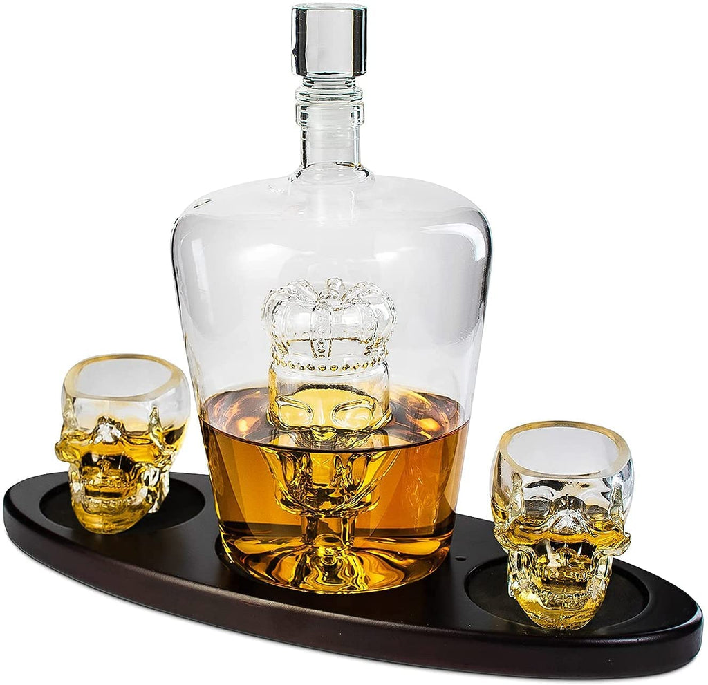 Skull King Skeleton Wine & Whiskey Globe Decanter Set 750 mL
