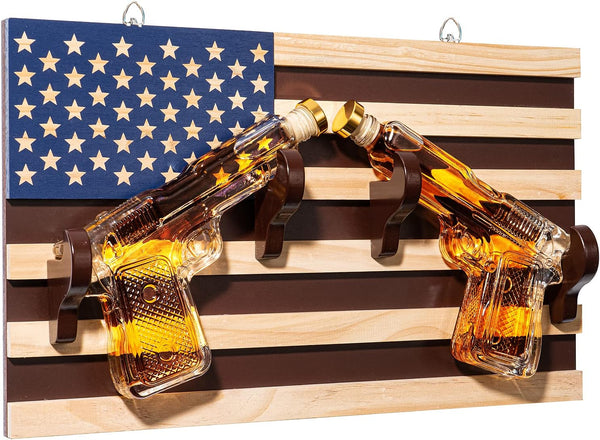 Gifts for Men Dad, 10.1 Oz Whiskey Gun Decanter Set + 2 Bullet Glasses - Unique Birthday Pistol Gift Ideas Daughter Son, Personalized Liquor Dispenser - Scotch Bourbon Vodka, Him, Brother Husband