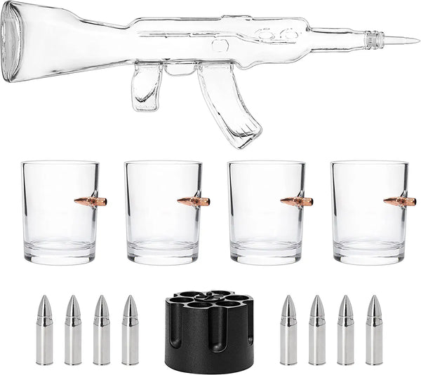 Gun Whiskey Decanter Set - SKF1801 - 8 Bullet Whiskey Chillers