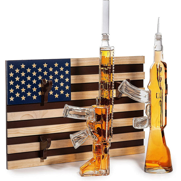 2 Gun Whiskey Decanters Set AR15 and AK47 Gun Decanter 1000ml