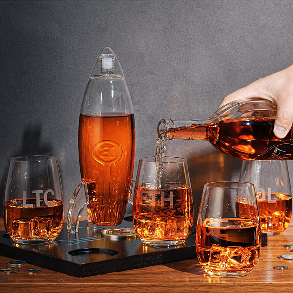 Cryptocurrency Decanter, 450ml Four 12 oz Glasses