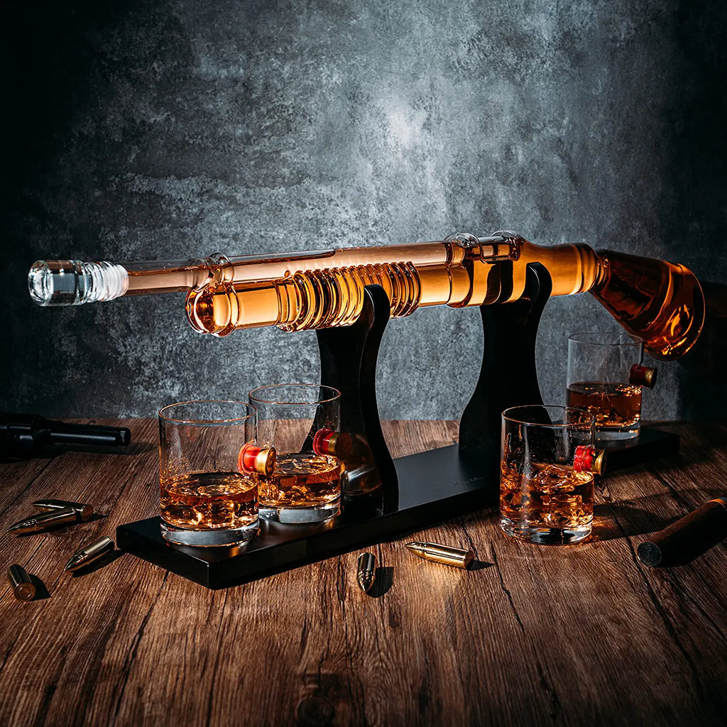 Shotgun Whiskey Decanter Set - 800 ml & 4 12oz Bullet Glasses
