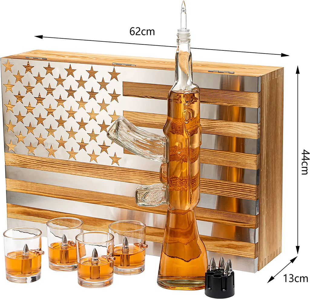 Gun Whiskey Decanter Set - SKF1801 - 8 Bullet Whiskey Chillers