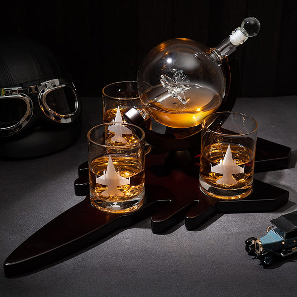 Fighter Jet Wine & Whiskey Decanter Set