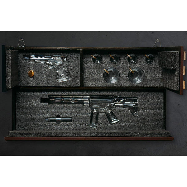 AR15 Whiskey Gun Decanter Flag Set - 1000ml Rifle & Pistol Set