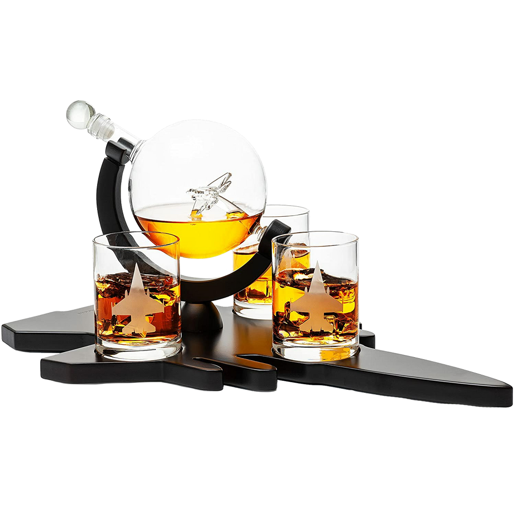 Fighter Jet Wine & Whiskey Decanter Set
