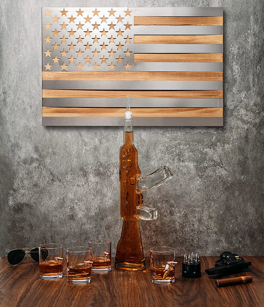 Gun Whiskey Decanter Set - SKF1801 - 8 Bullet Whiskey Chillers