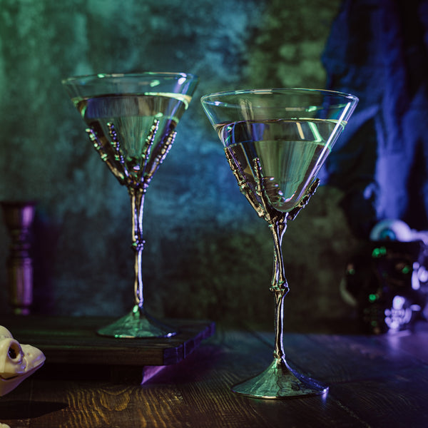 Stemmed Skeleton Martini Glasses Set of 2