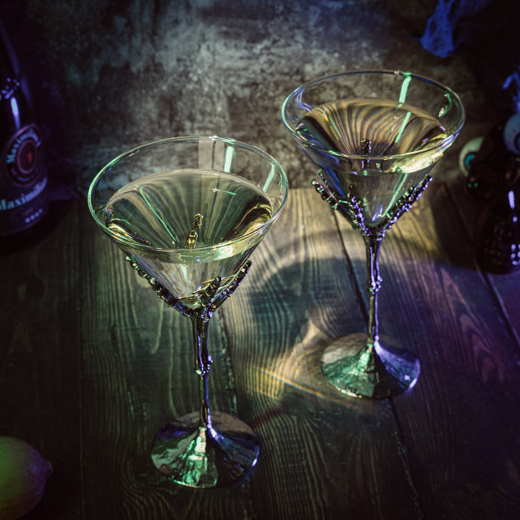 Stemmed Skeleton Martini Glasses Set of 2