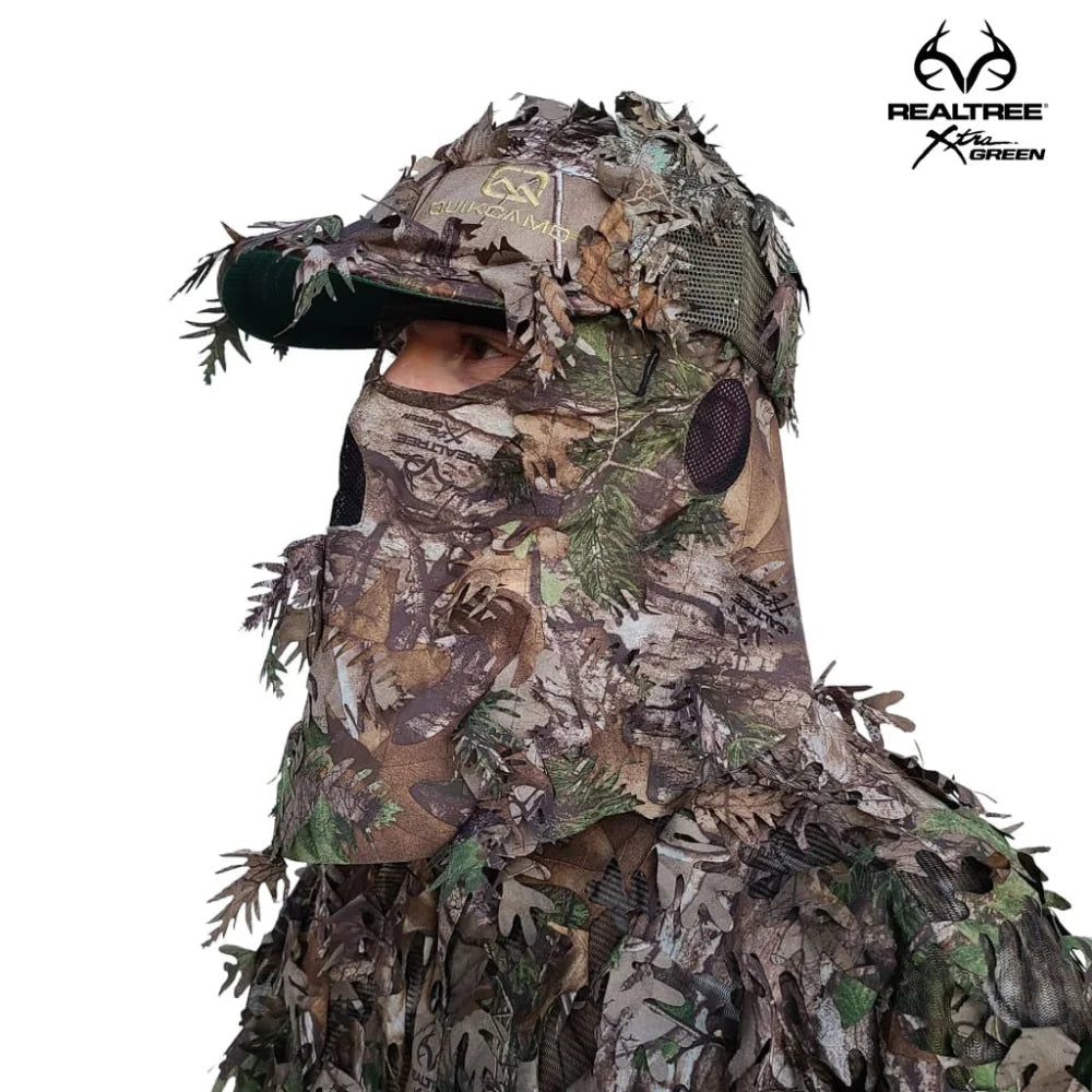 3D Leafy Camo Face Mask Ball Cap in Mossy Oak and Realtree (Adj, OSFM)