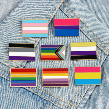 Asexual Gay Lesbian LGBT Pride Non-binary Trans Rainbow Enamel Brooch Lapel Pin Badge