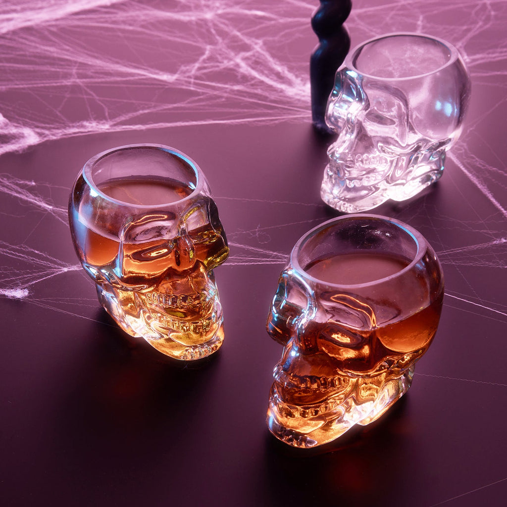 Skull Shot Glasses Set of 6 - 3oz Skull Glasses 3" H