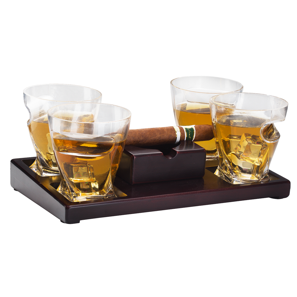 Cigar Holder Whiskey Glasses Set