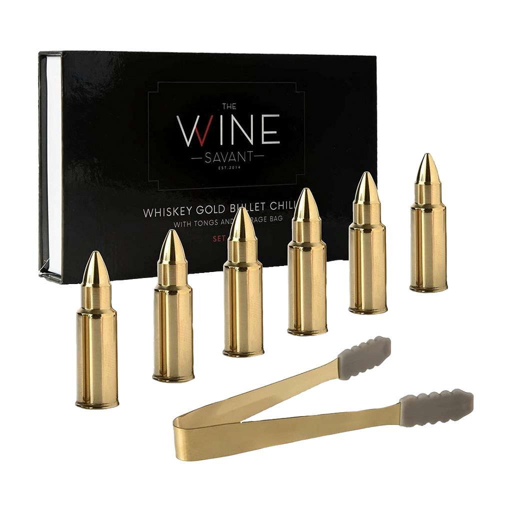 Bullet Whiskey Chillers Stones - 1.75in Whiskey Rocks, Set of 6 (Gold)