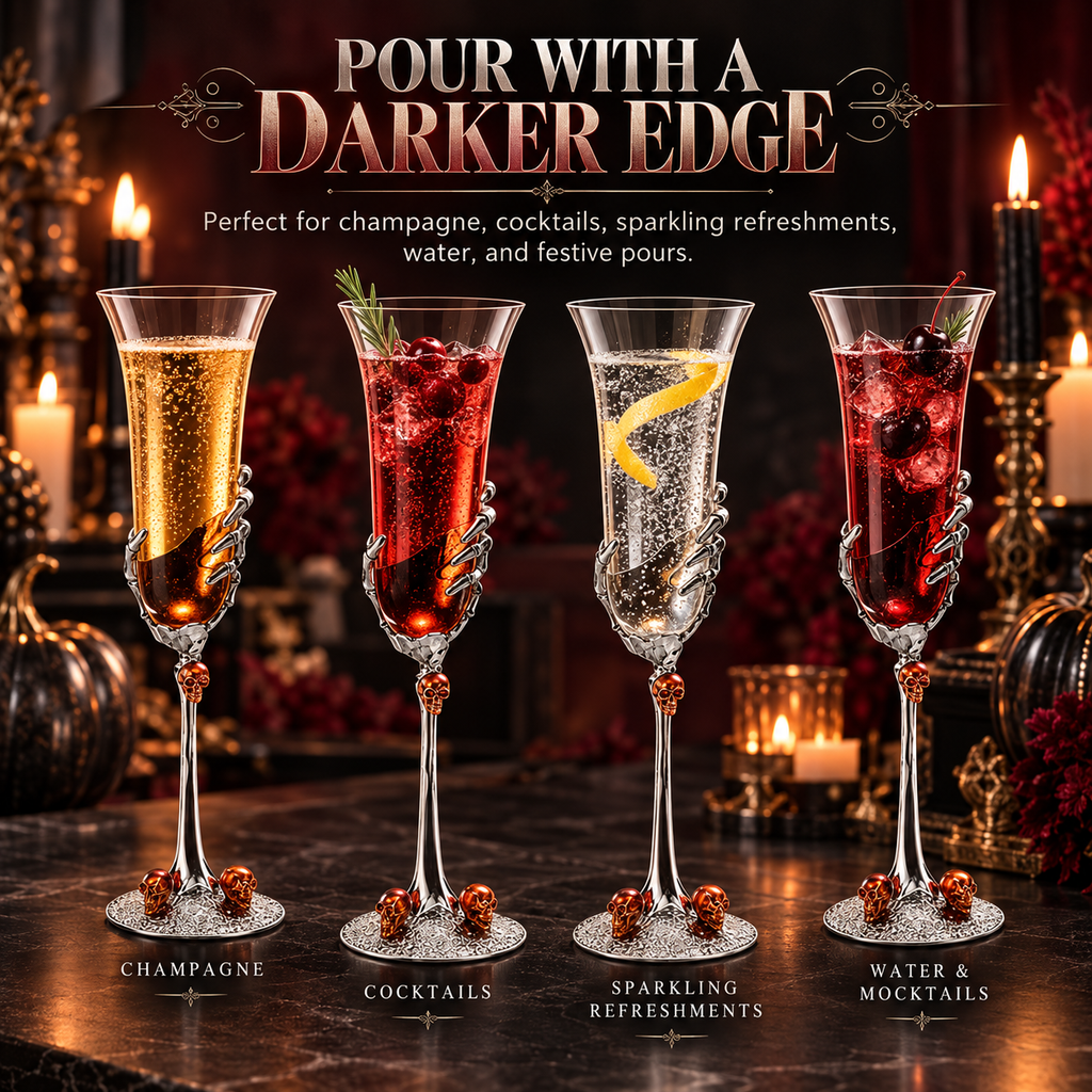 Stemmed Skeleton Champagne Glasses Set Of 2 By 7OZ Skeleton Glasses 9 H Goth Gifts S
