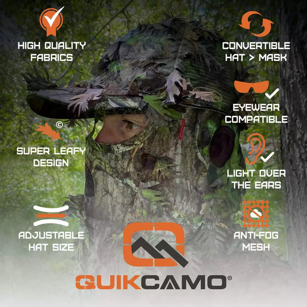 3D Leafy Camo Face Mask Ball Cap in Mossy Oak and Realtree (Adj, OSFM)