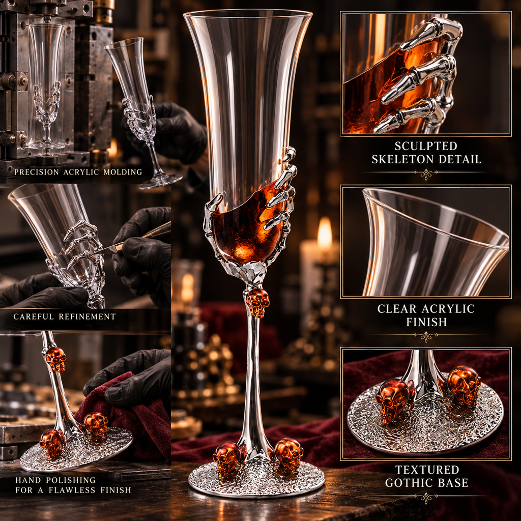 Stemmed Skeleton Champagne Glasses Set Of 2 By 7OZ Skeleton Glasses 9 H Goth Gifts S