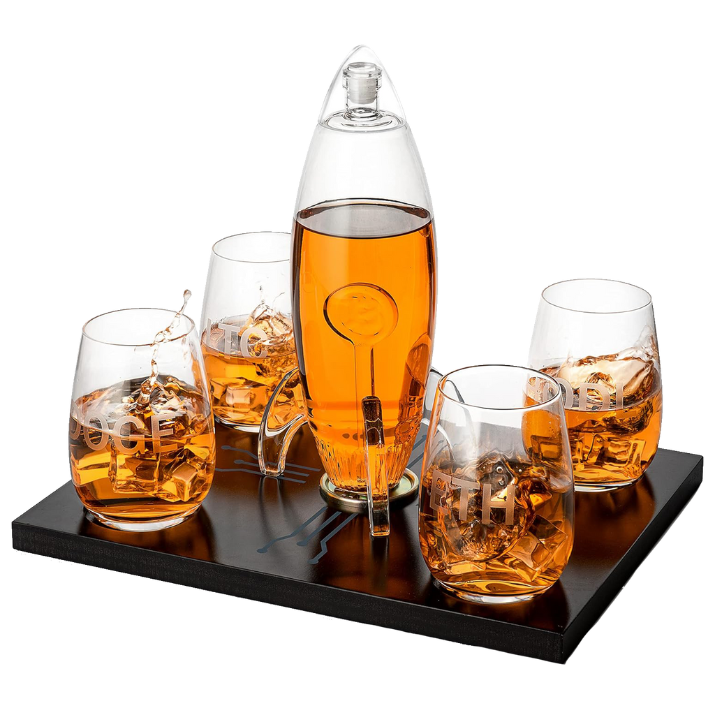 Cryptocurrency Decanter, 450ml Four 12 oz Glasses
