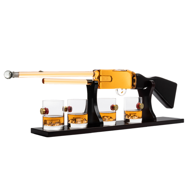 Shotgun Rifle Wine & Whiskey Decanter Set 20oz with Bullet Glasses