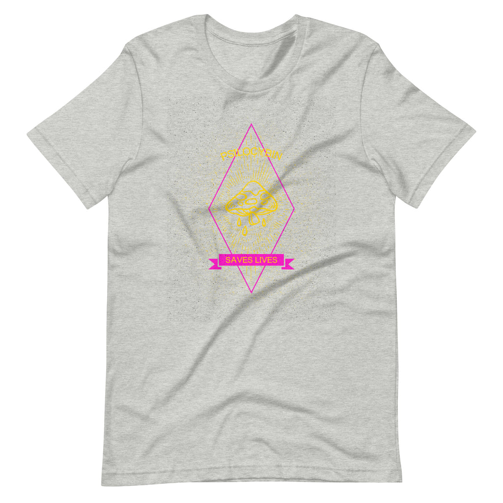 Psilocybin Saves Lives Short-Sleeve Unisex T-Shirt - Proud Libertarian - Peace Love Liberty