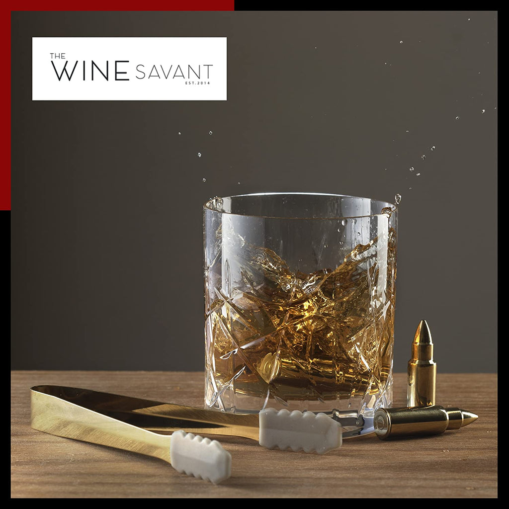 Bullet Whiskey Chillers Stones - 1.75in Whiskey Rocks, Set of 6 (Gold)