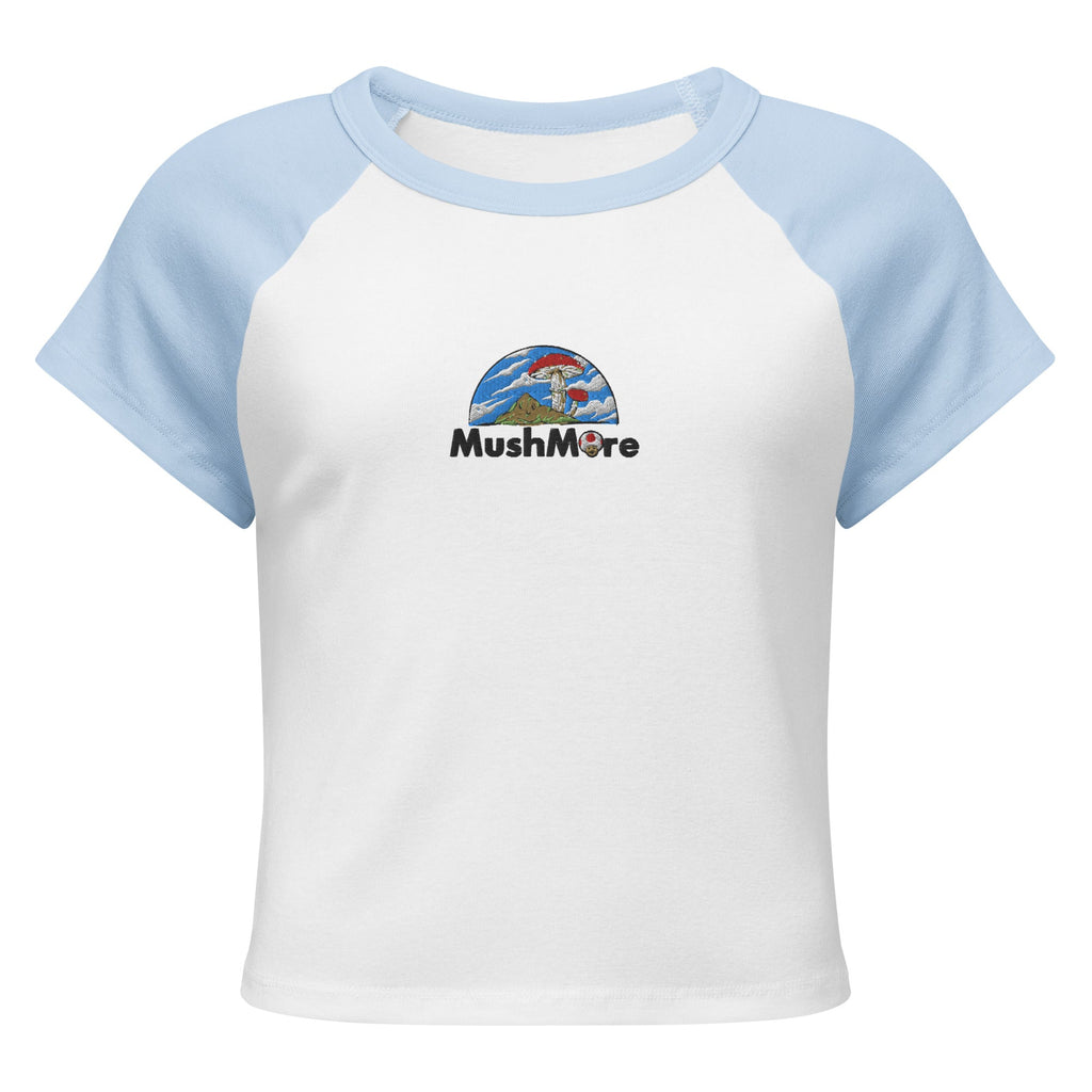 Mushmore Embroidered Women’s micro rib raglan baby tee