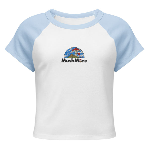 Mushmore Embroidered Women’s micro rib raglan baby tee