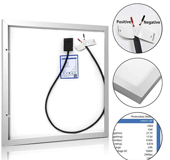 15W 12V Solar Charger Kit, 5A Charge Controller with Alligator Clips by ACOPOWER - Proud Libertarian - ACOPOWER