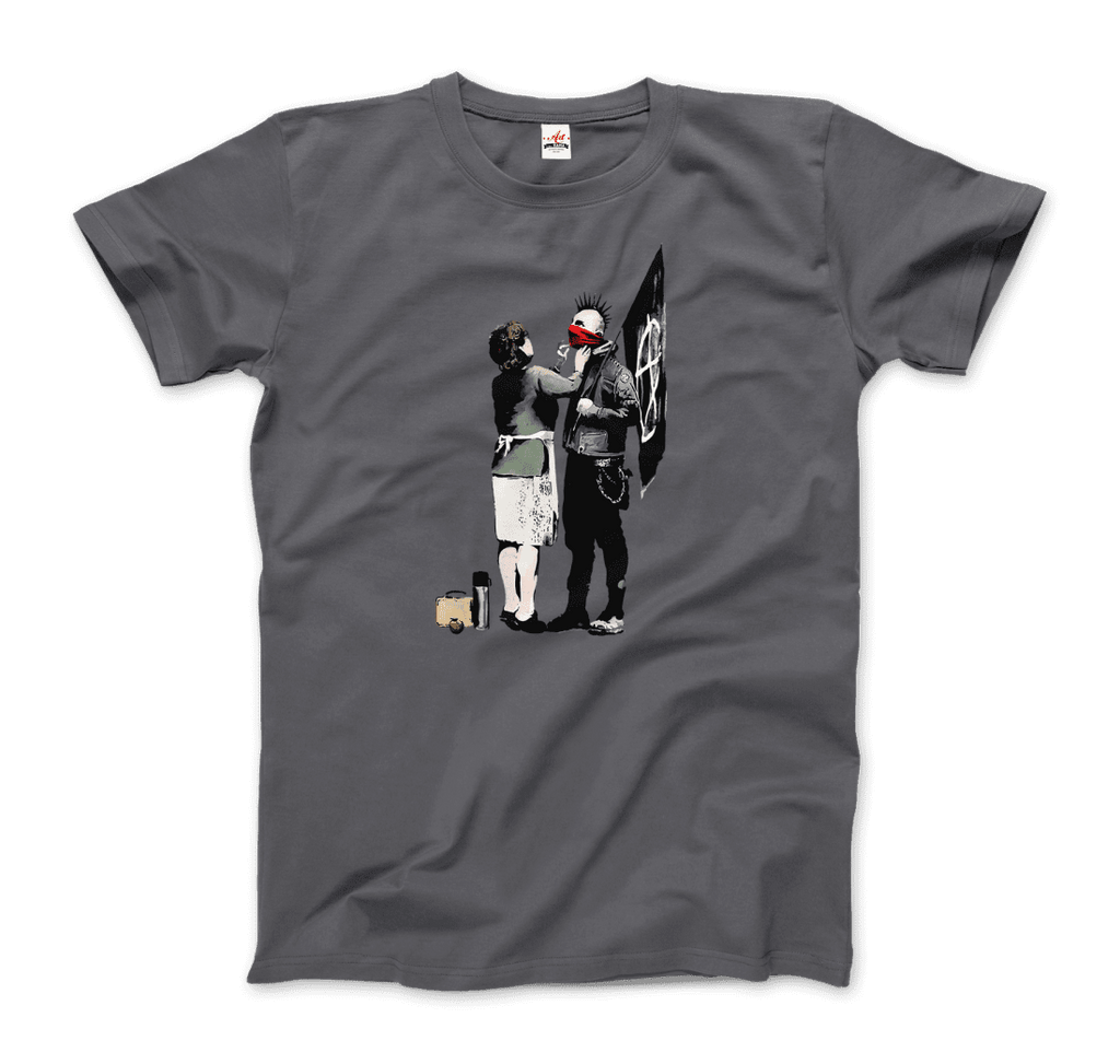 Banksy Anarchist Punk And His Mother Artwork T-Shirt by Art-O-Rama Shop - Proud Libertarian - Art-O-Rama Shop