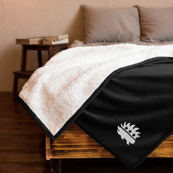 Libertarian Party Porcupine Embroidered Premium sherpa blanket - Proud Libertarian - Proud Libertarian