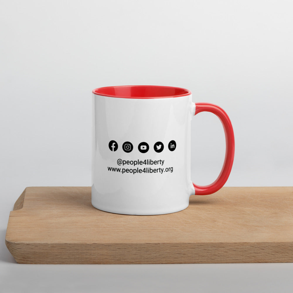 Defund Politicians (Red and Blue) Mug with Color Inside - Proud Libertarian - People for Liberty